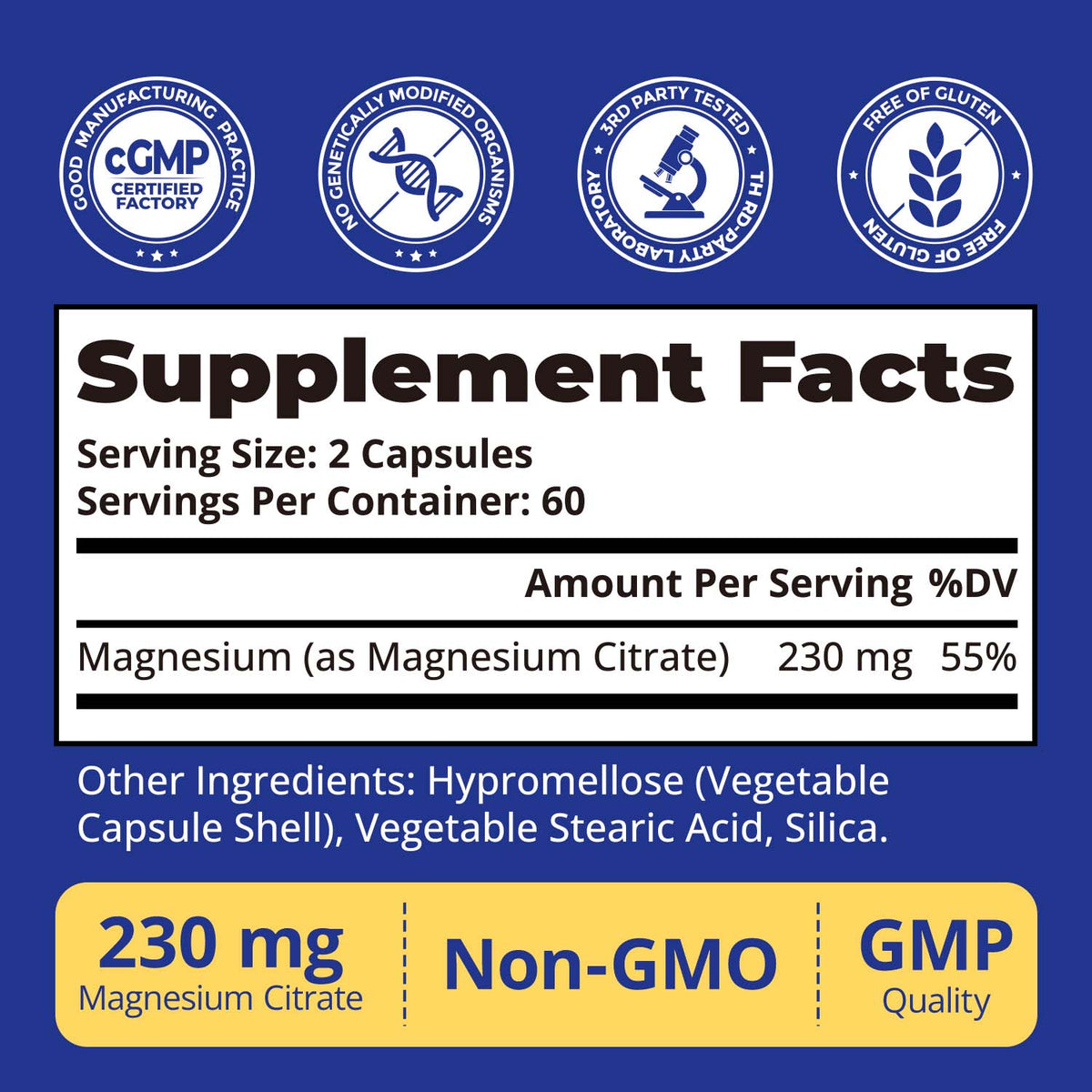 Magnesium Citrate 230mg Capsules 120 Count