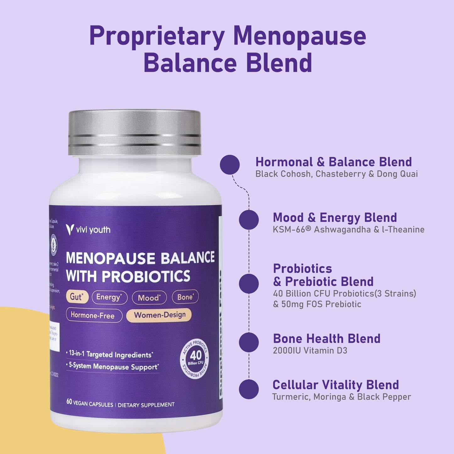 13-in-1 Menopause Supplements for Women with 40 Billion CFU Probiotics