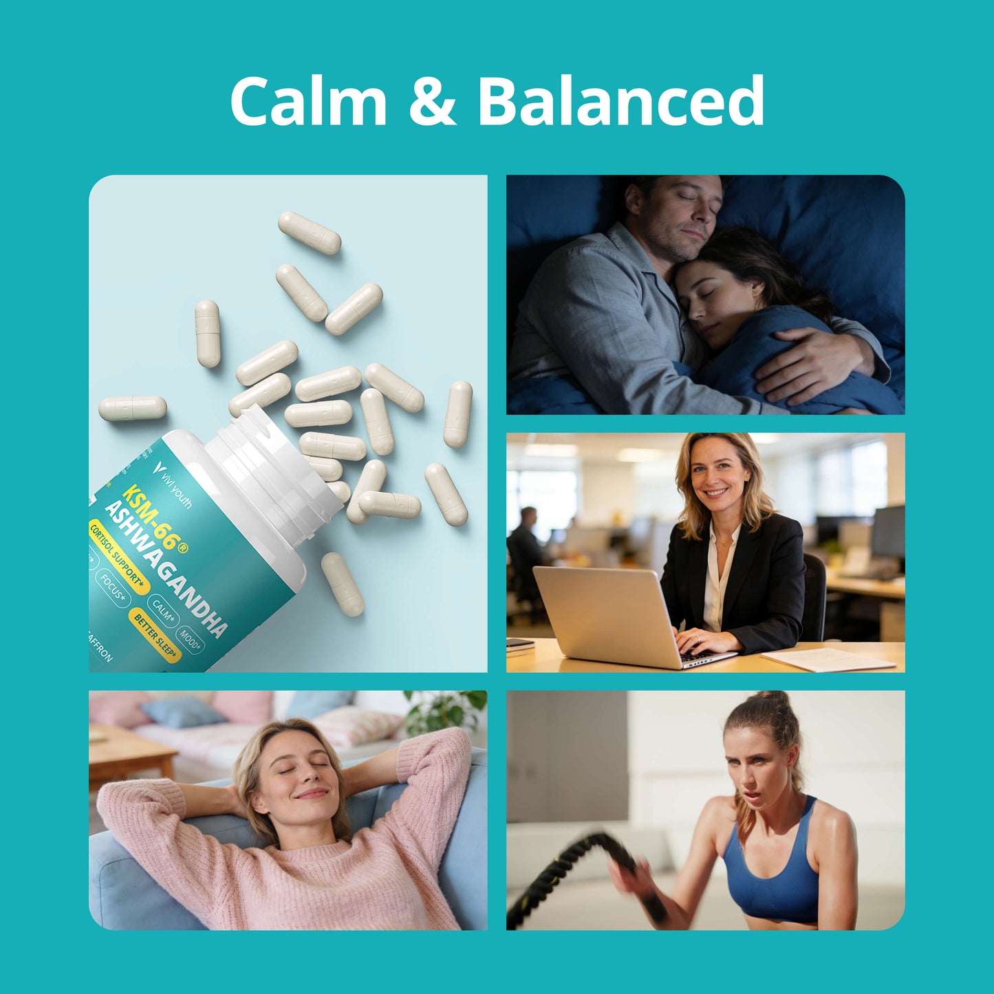 Cortisol Supplement with KSM-66® Ashwagandha & L-Theanine