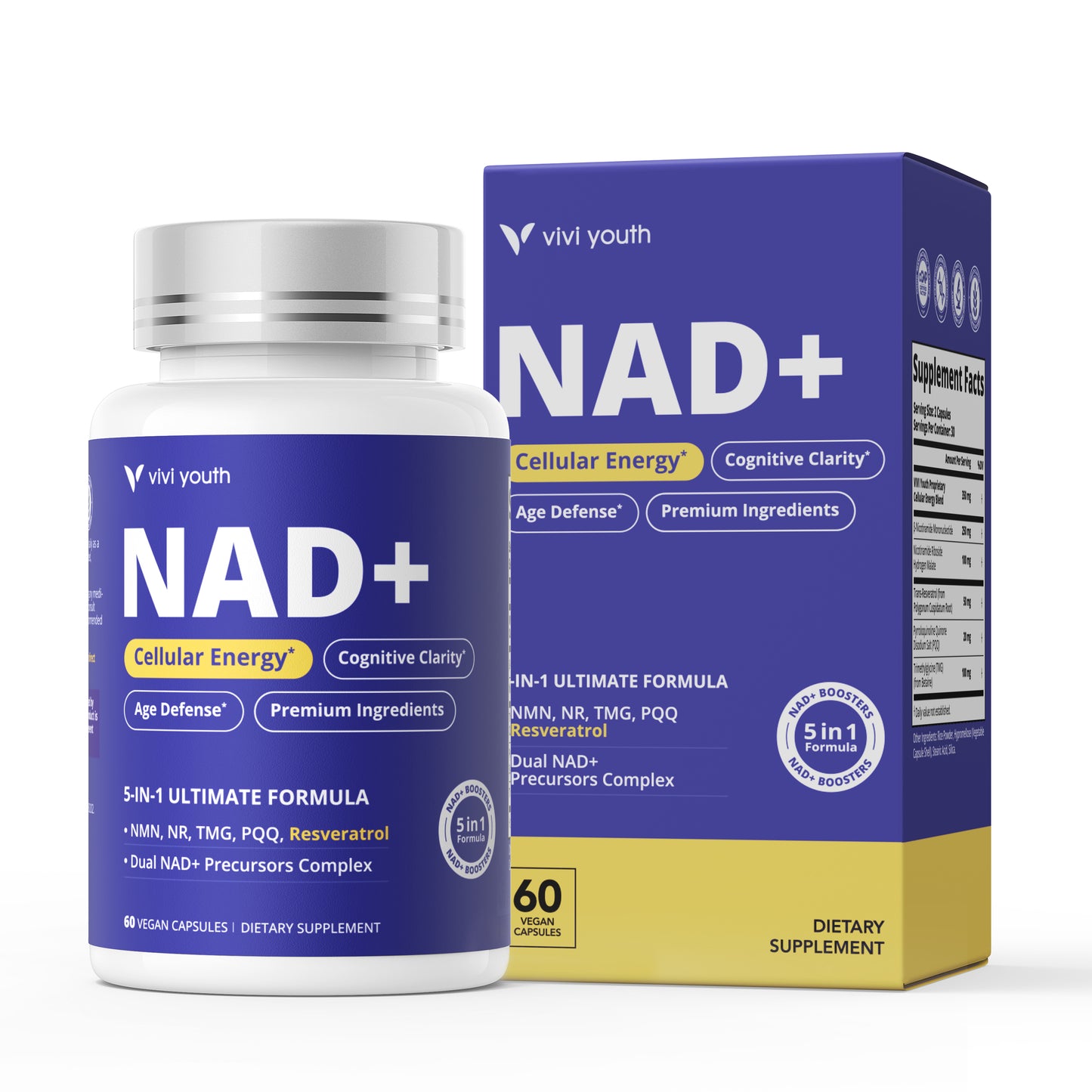 Doctor-Formulated NAD+ Supplement with NMN 250mg & NR 100mg
