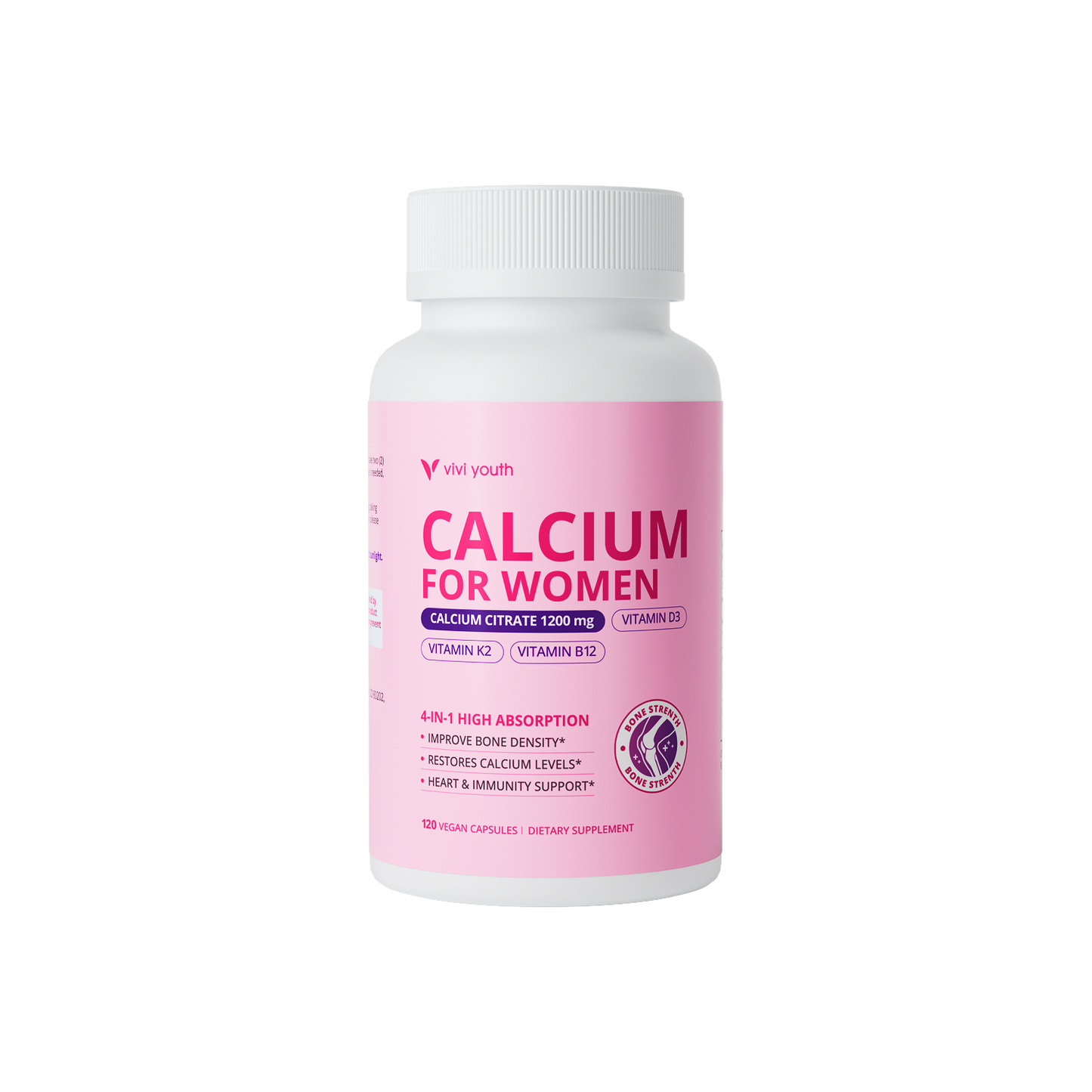 Calcium Supplements for Women, 1200 mg with Vitamin D3 K2, B12