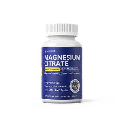 Magnesium Citrate 230mg Capsules 120 Count, High Absorption Magnesium Supplement