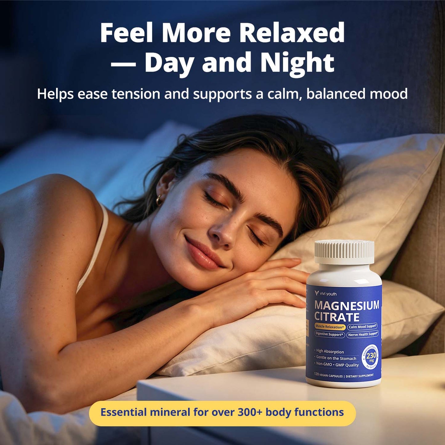 Magnesium Citrate 230mg Capsules 120 Count, High Absorption Magnesium Supplement