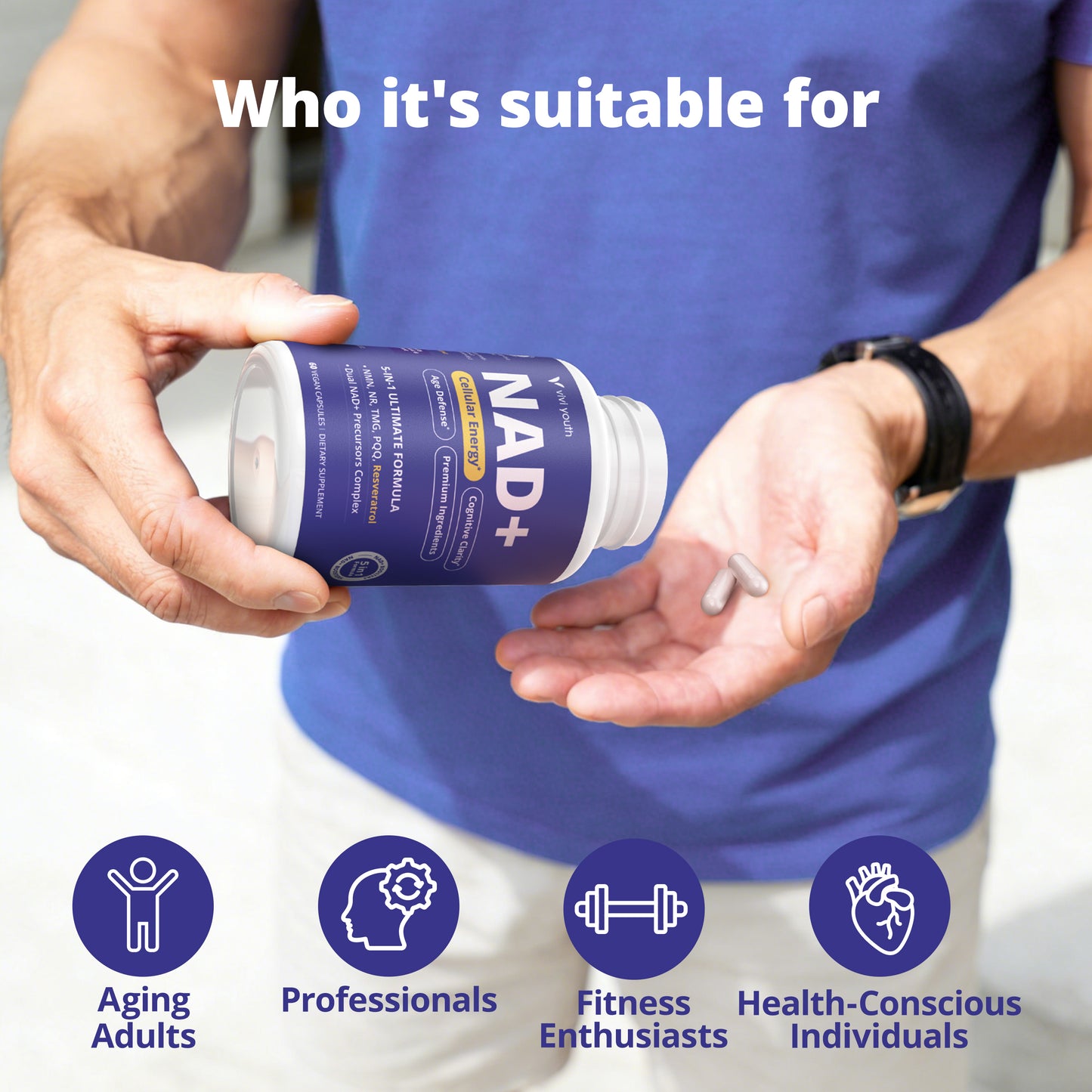 Doctor-Formulated NAD+ Supplement with NMN 250mg & NR 100mg