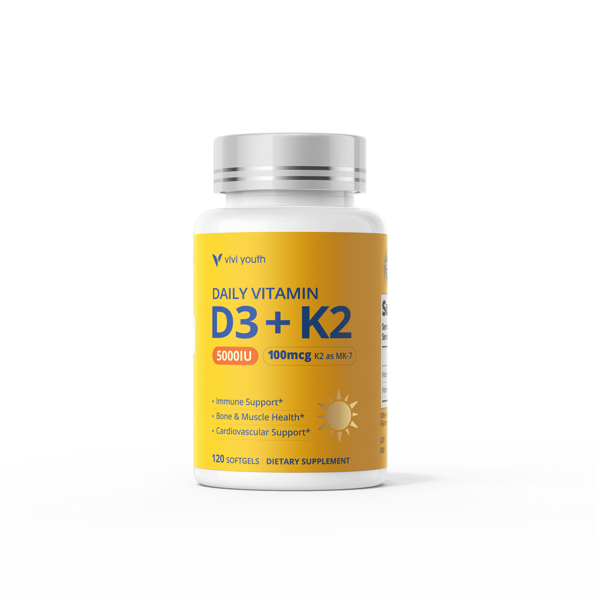 Vitamin D3 K2 Supplement, Vitamin D3 5000 IU & K2 as MK-7 100 mcg