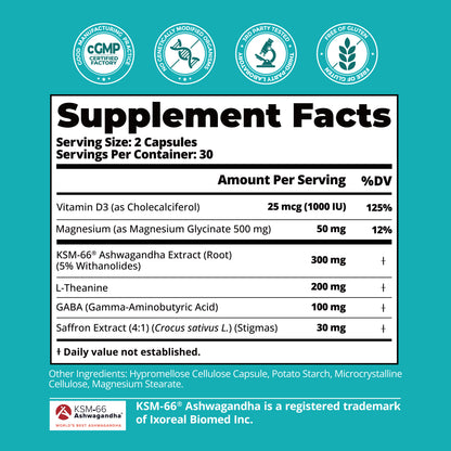 Cortisol Supplement with KSM-66® Ashwagandha & L-Theanine