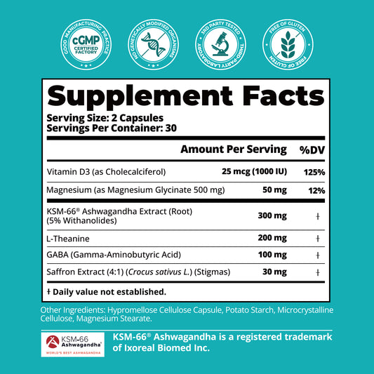 Cortisol Supplement with KSM-66® Ashwagandha & L-Theanine