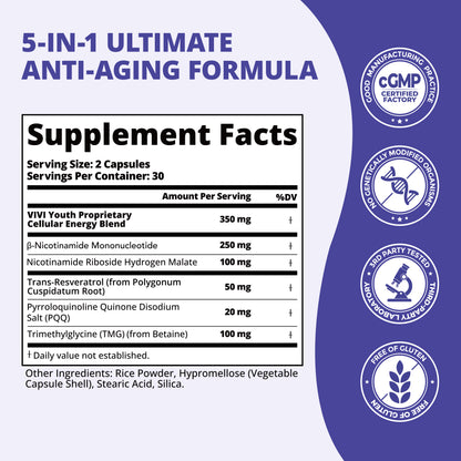 Doctor-Formulated NAD+ Supplement with NMN 250mg & NR 100mg