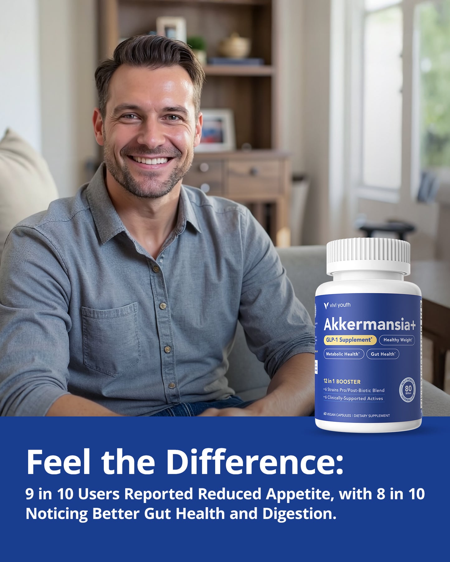 Akkermansia Supplement with 80 Billion Probiotic Prebiotics EGCG Delayed Release