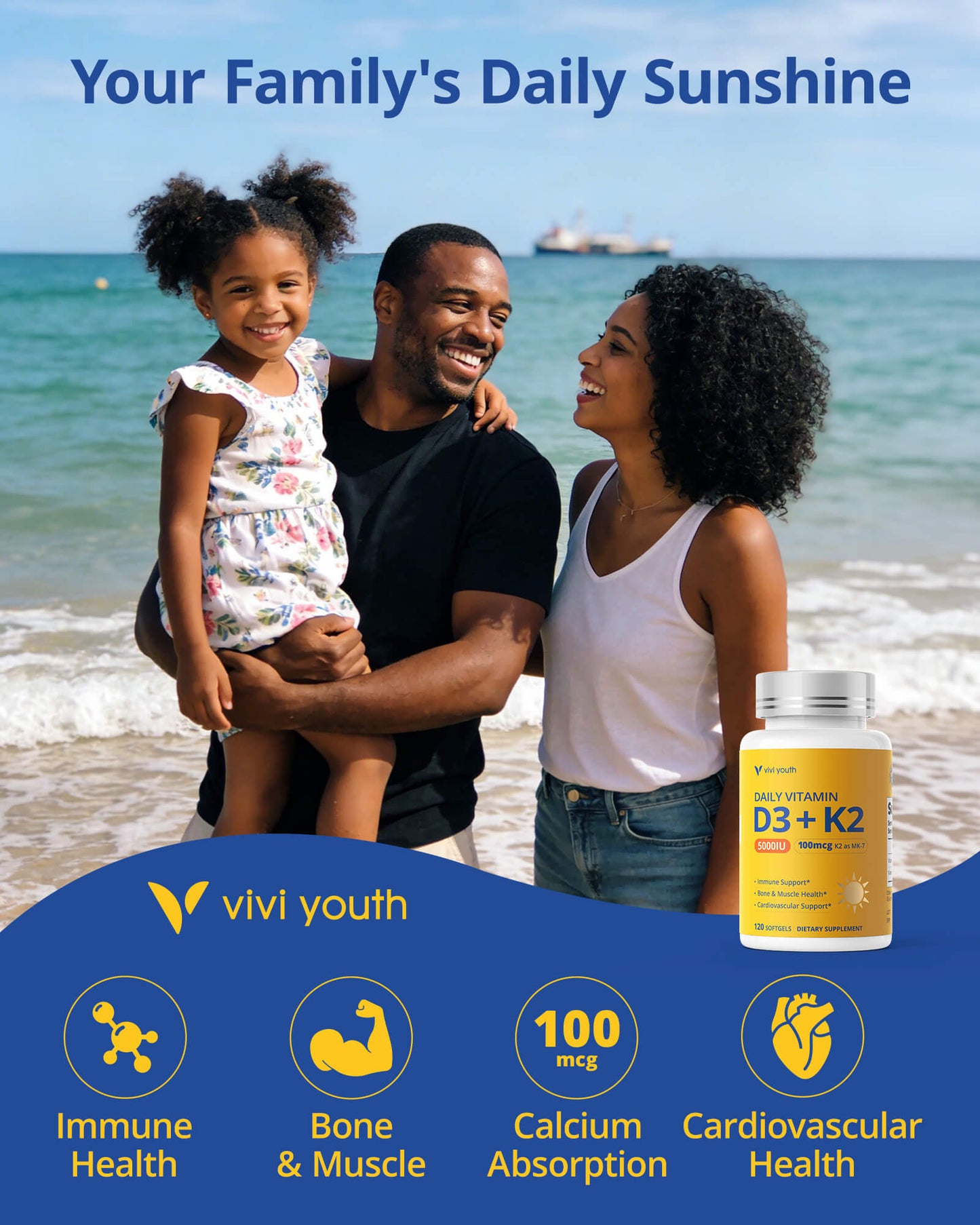 Vitamin D3 K2 Supplement, Vitamin D3 5000 IU & K2 as MK-7 100 mcg