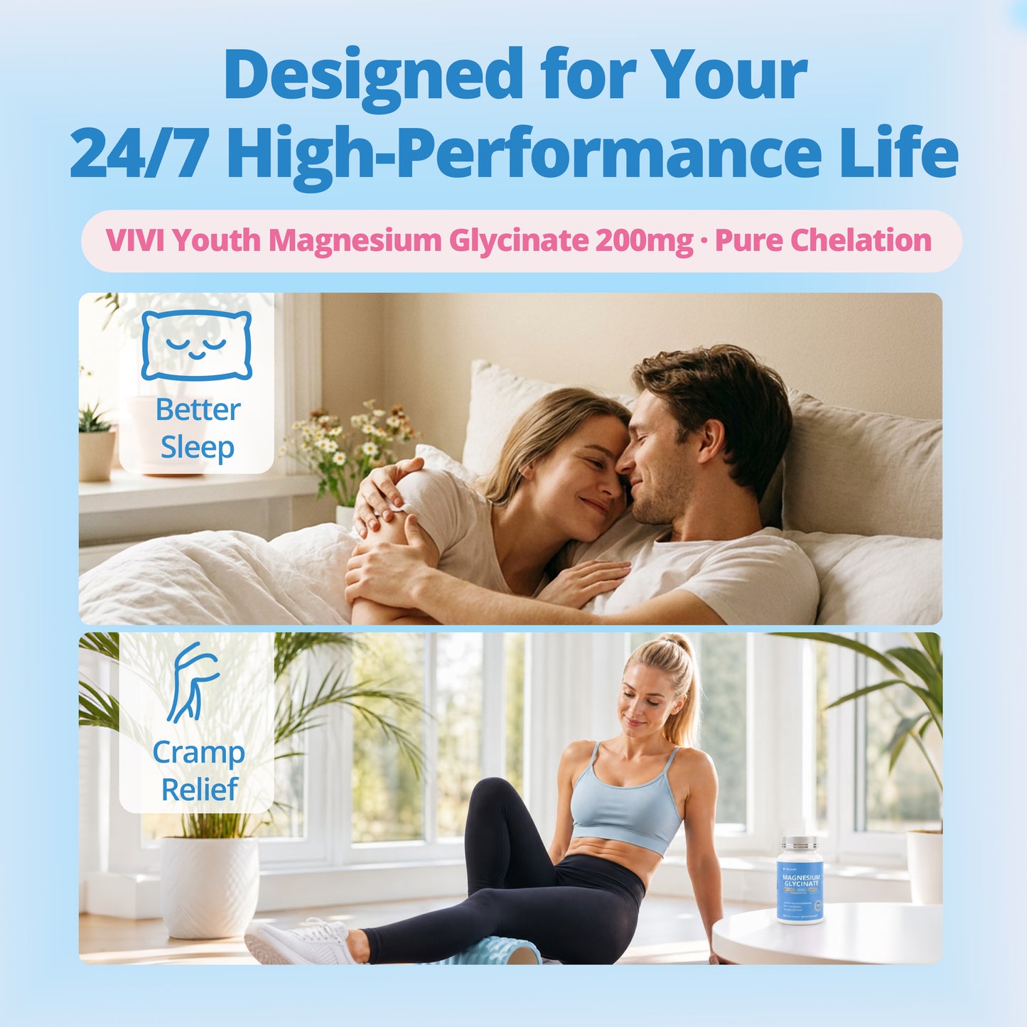 Magnesium Glycinate 200mg for Men & Women
