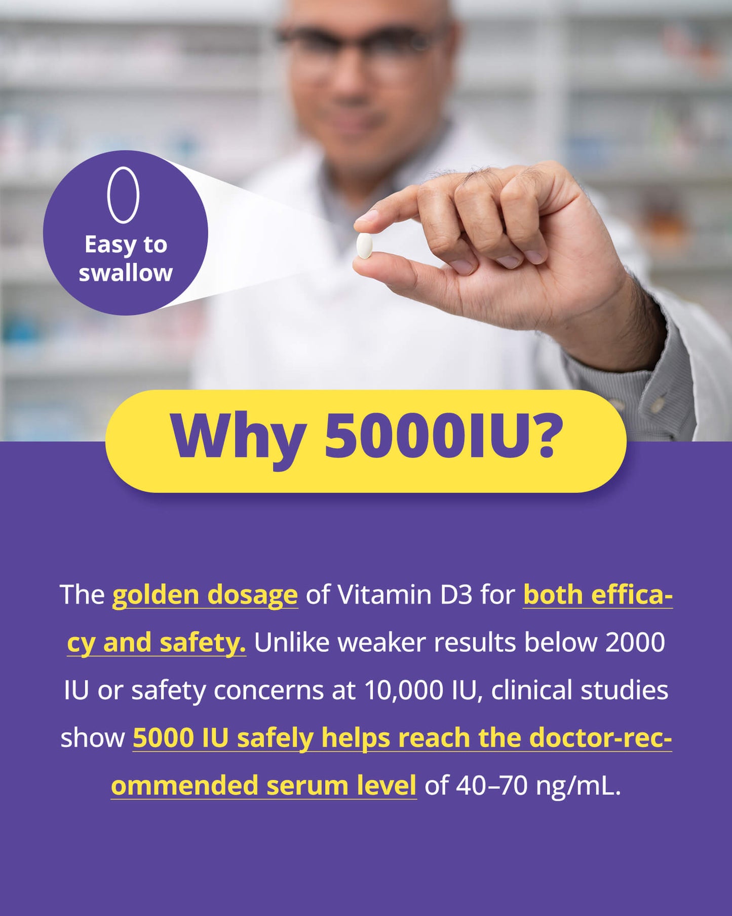 Vitamin D3 K2 5000 IU with Magnesium Glycinate – Bone, Heart & Immune Support