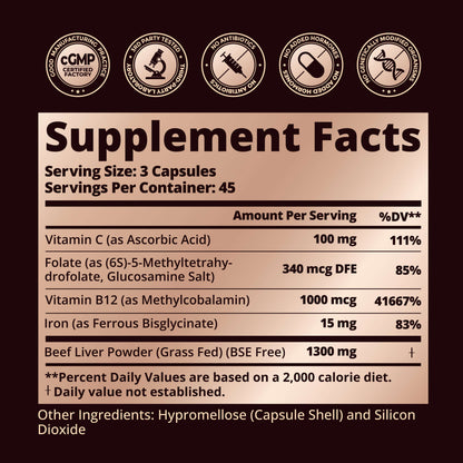 Grass Fed Beef Liver Capsules, Freeze Dried Beef Liver Supplement