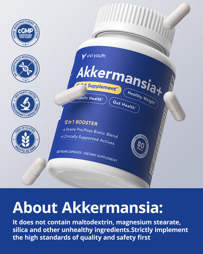Akkermansia Supplement with 80 Billion Probiotic Prebiotics EGCG Delayed Release