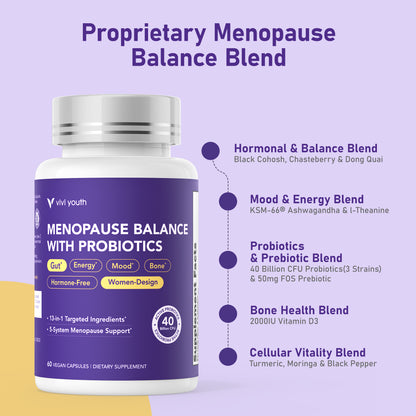 13-in-1 Menopause Supplements for Women with 40 Billion CFU Probiotics