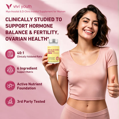 Myo & D-Chiro Inositol 40:1 | Ovarian & Hormone Support | Women | 120 Capsules