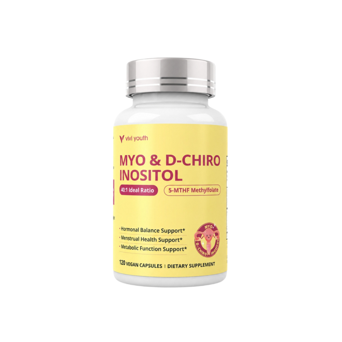 Myo & D-Chiro Inositol 40:1 | Ovarian & Hormone Support | Women | 120 Capsules